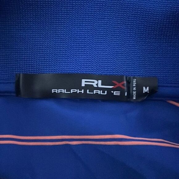 RLX Ralph Lauren Blue Polo Top with Pink Stripes - Picture 6 of 6